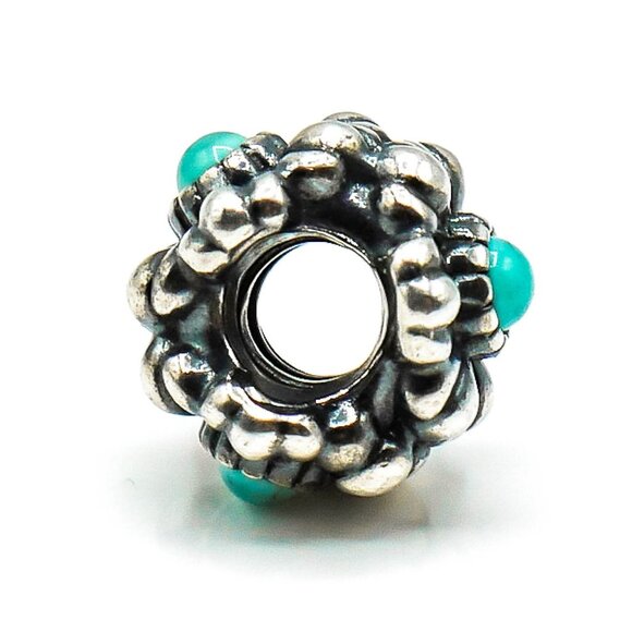 PANDORA December Birthday Blooms Sterling Silver Charm With Turquoise - Picture 6 of 6